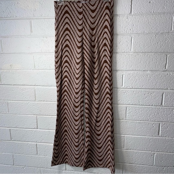 Urban Outfitters Flare Leggings 33 inseam Long Medium Brown wavy design pattern - Picture 4 of 10